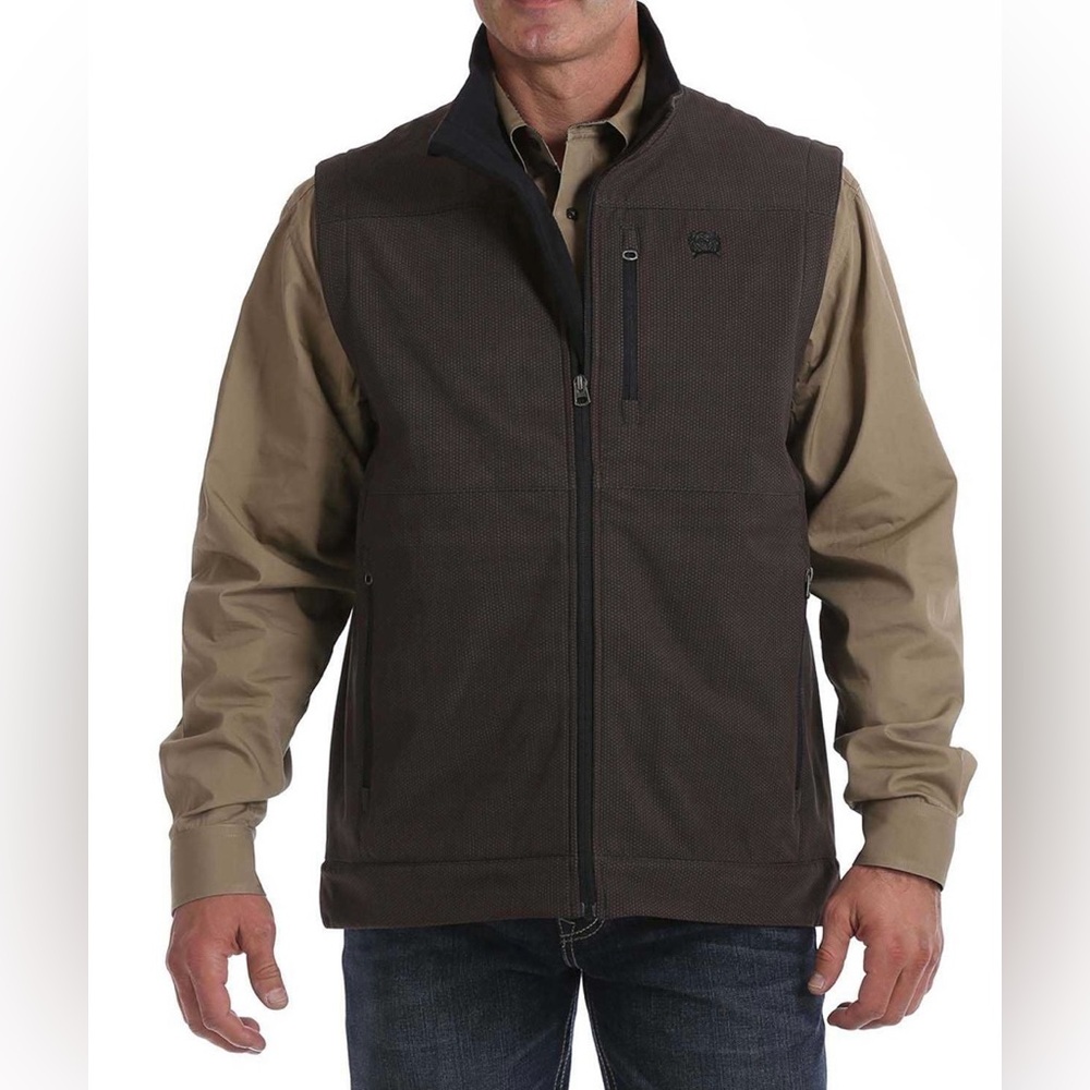 NWOT Cinch Concealed Carry Softshell Vest Brown Western Outdoor Workwear M